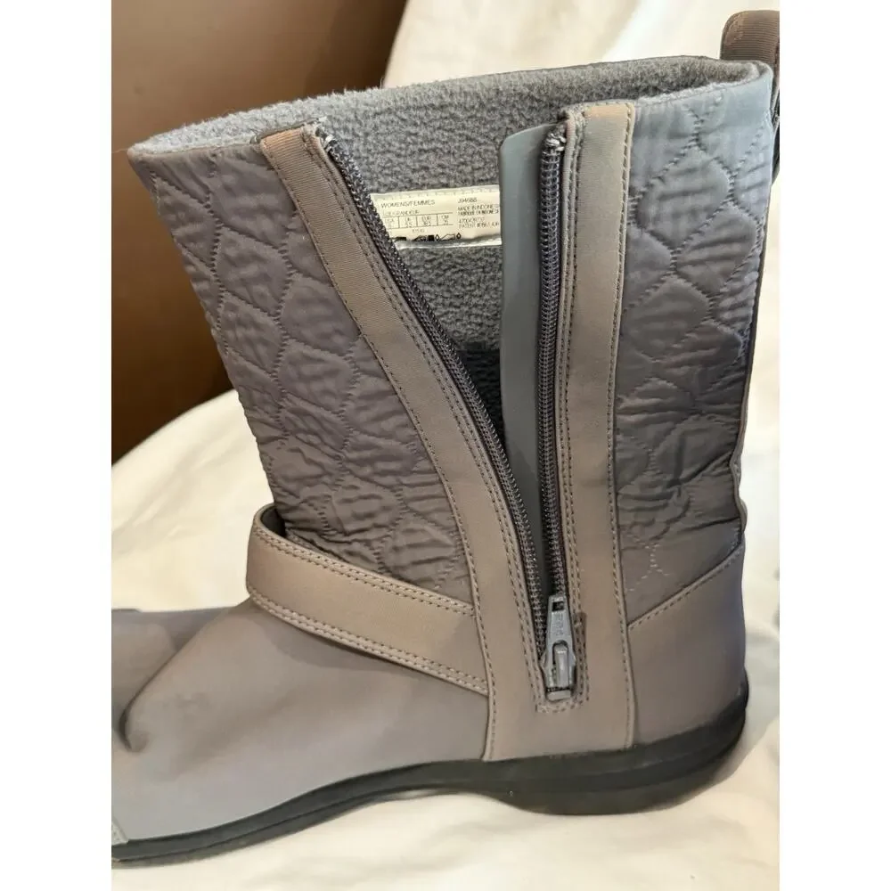 MERRELL Winter Boots Women’s 8 Encore Kassie Gray Zipper Lined Quilted Pattern